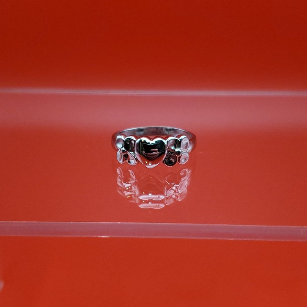 Size 7 925 Sterling Silver Cute Bright Heart And Flowers Ring